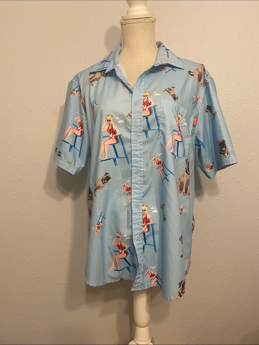 RSVLTS x The Sandlot Button Down Graphic Print Short Sleeve Top Size Medium
